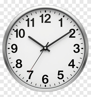 Wall Clock With Black Hands And Numbers PNG