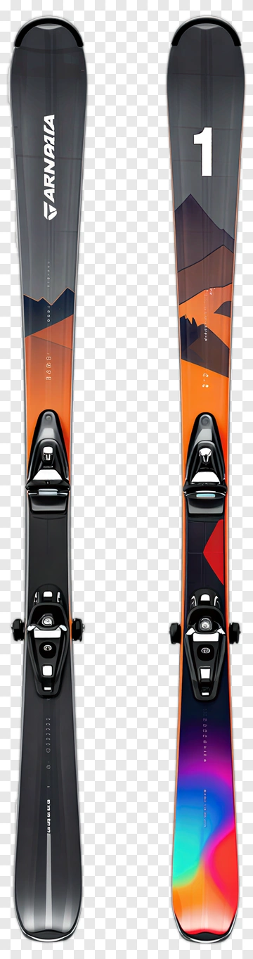 Ski With Mountain Design PNG