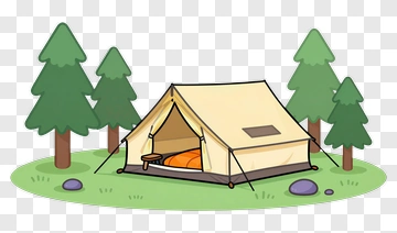 Cozy Camping Tent In Forest PNG