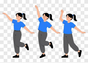 Cartoon Woman Dancing In Three Poses PNG