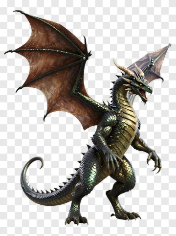 Fantasy Dragon With Wings And Spikes PNG