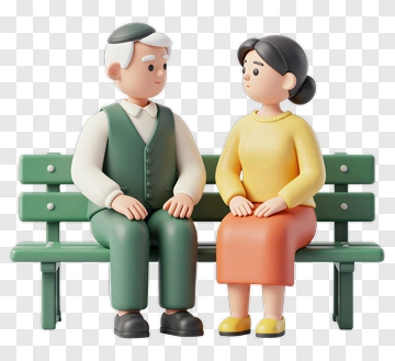 Elderly Couple Sitting On Bench PNG