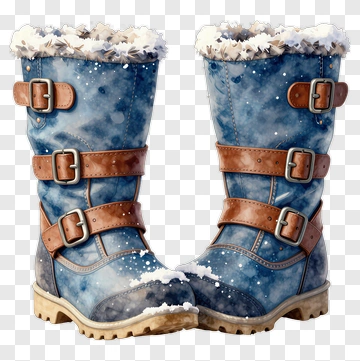 Watercolor Winter Boots With Snow PNG