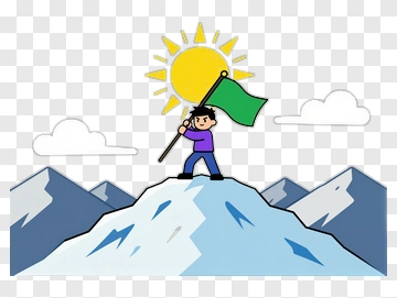 Person Holding Flag On Mountain Peak PNG