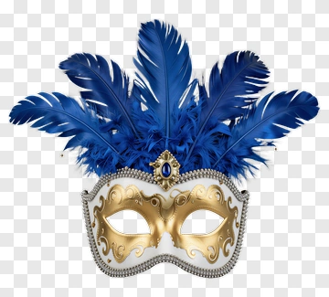 Elegant Masquerade Mask With Blue Feathers PNG