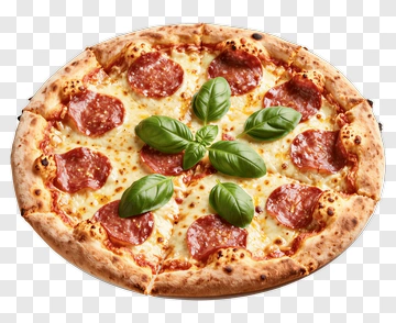 Pepperoni Pizza With Fresh Basil PNG