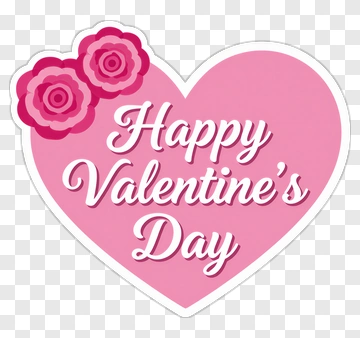Happy Valentine's Day Heart With Roses PNG