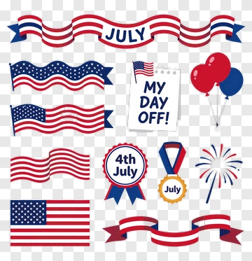 July 4th Celebration Elements PNG
