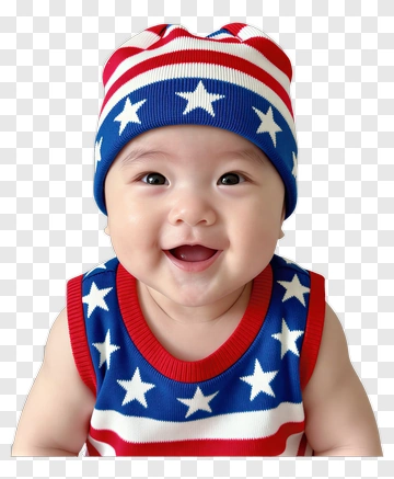 Baby In American Flag Outfit PNG
