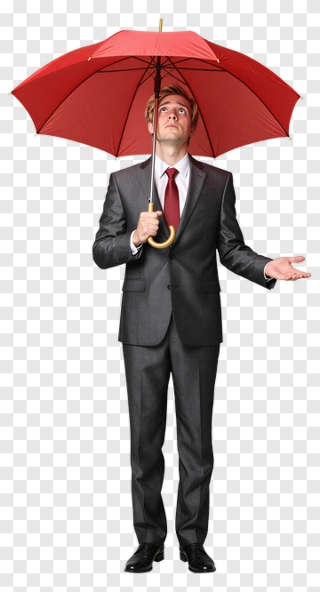 Man Holding Red Umbrella PNG