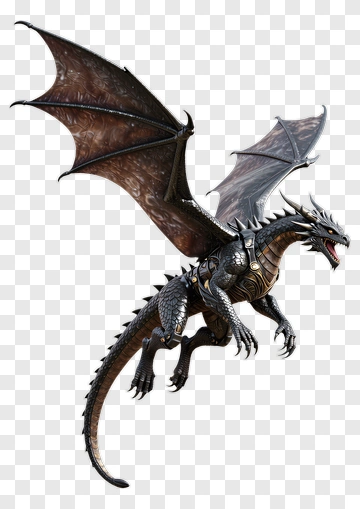 Black Dragon With Gold Accents PNG
