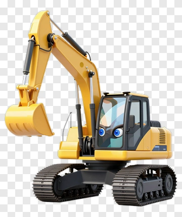 Yellow Excavator Toy With Big Eyes PNG
