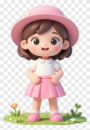 Cartoon Girl In Pink Outfit PNG