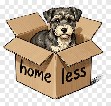 Puppy In A Homeless Box PNG