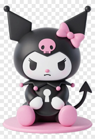 Kuromi Cartoon Character With Pink Bow PNG