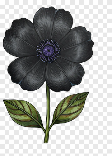 Black Flower With Purple Center PNG