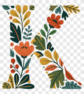 Floral Letter K Design PNG