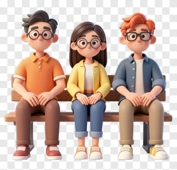 Three Friends Sitting Together PNG