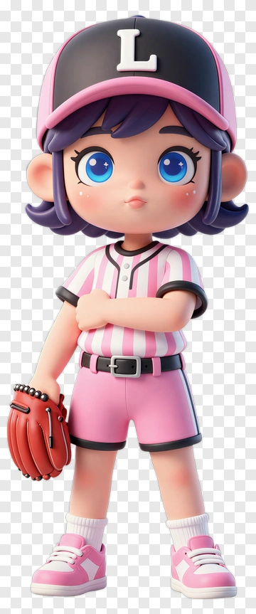 Cute Girl Baseball Player Character PNG