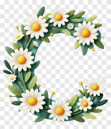 Daisy Wreath Letter C PNG