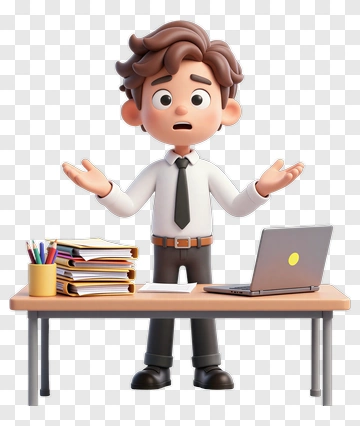 Overwhelmed Office Worker PNG