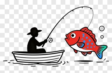 Fisherman Catching A Red Fish PNG