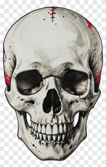 Skull With Blood And Stitches PNG