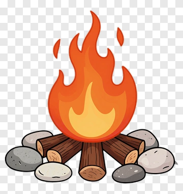 Campfire With Logs And Stones PNG