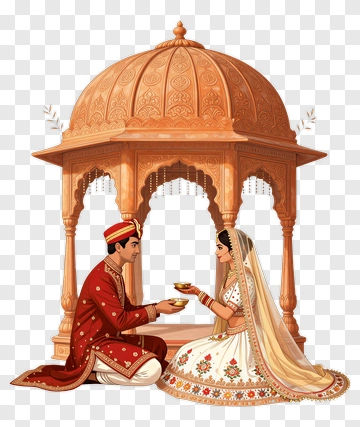 Indian Couple In Wedding Ceremony PNG