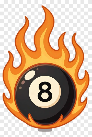 Eight Ball Enveloped In Flames PNG