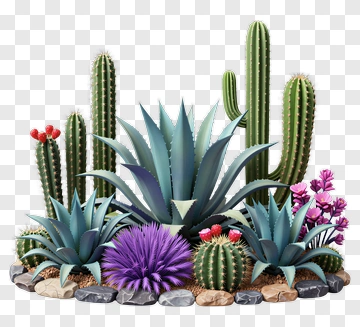 Cactus And Succulent Garden Arrangement PNG