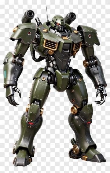 Green Mecha Robot Model PNG