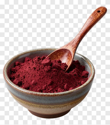 Red Powder In Ceramic Bowl With Wooden Spoon PNG