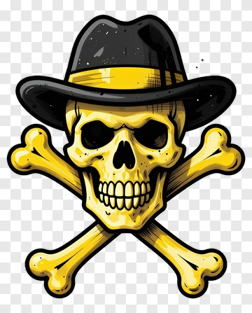 Skull With Hat And Crossbones PNG