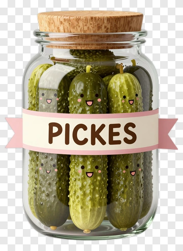 Cute Pickles In A Jar PNG
