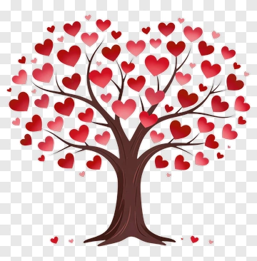 Heart Tree With Red Leaves PNG