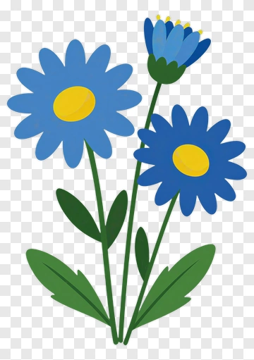 Blue Daisy With Yellow Center PNG