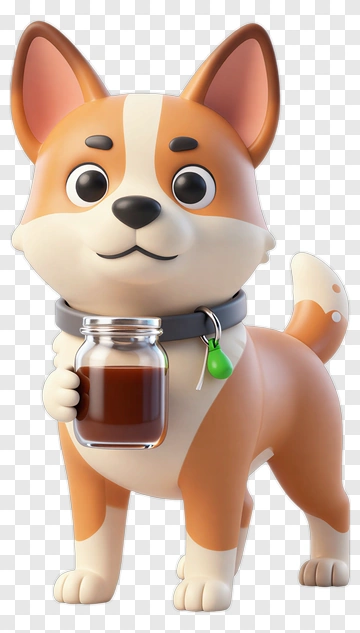 Corgi Puppy Holding A Jar PNG