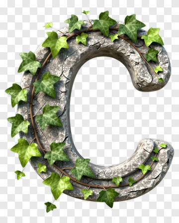 Stone Letter C With Ivy PNG