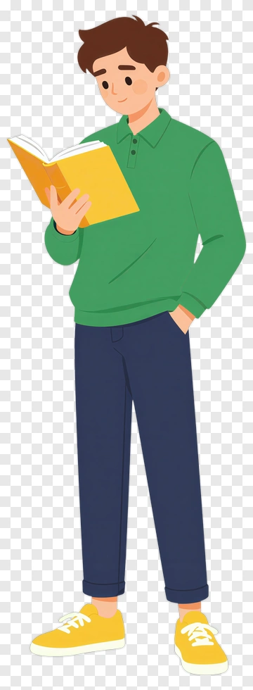 Boy Reading A Book PNG