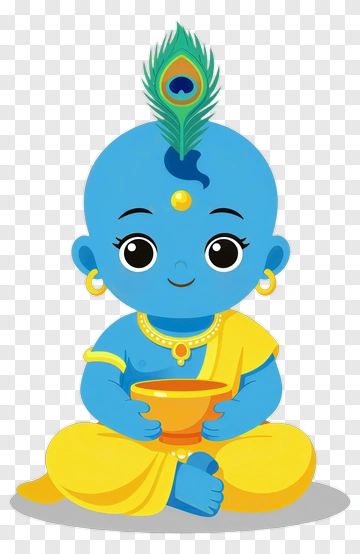 Baby Krishna With Peacock Feather PNG