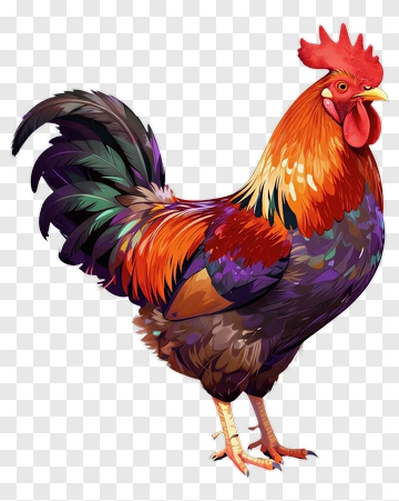 Vibrant Rooster Standing On Grass PNG
