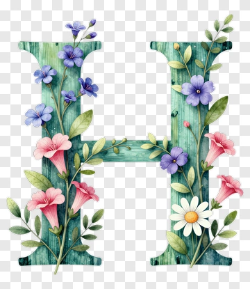 Floral Letter H PNG