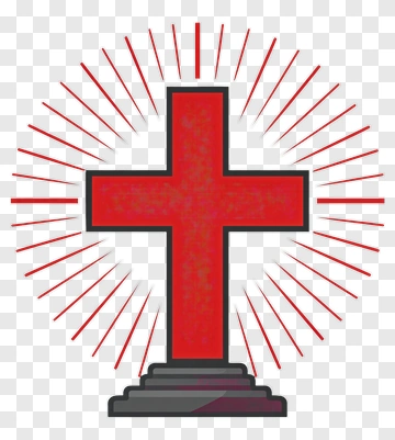 Red Cross With Radiant Lines PNG