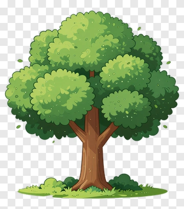Cartoon Tree With Green Foliage PNG
