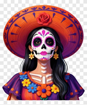 Sugar Skull Woman Day Of The Dead PNG