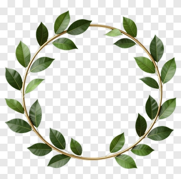 Leaf Wreath With Gold Frame PNG