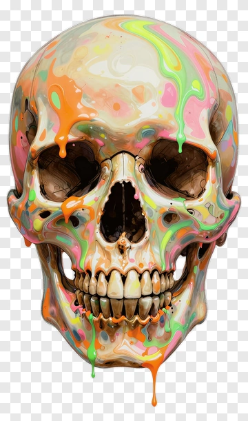 Painted Skull Art PNG