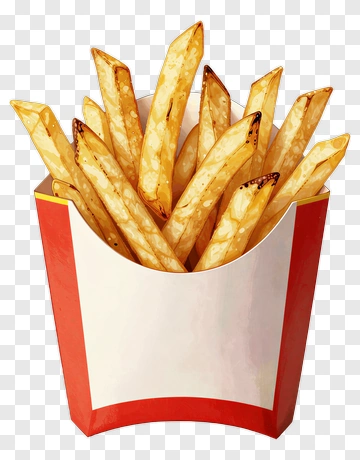French Fries In Red And White Container PNG