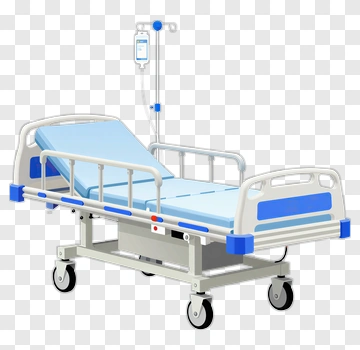 Hospital Bed With Infusion Stand PNG